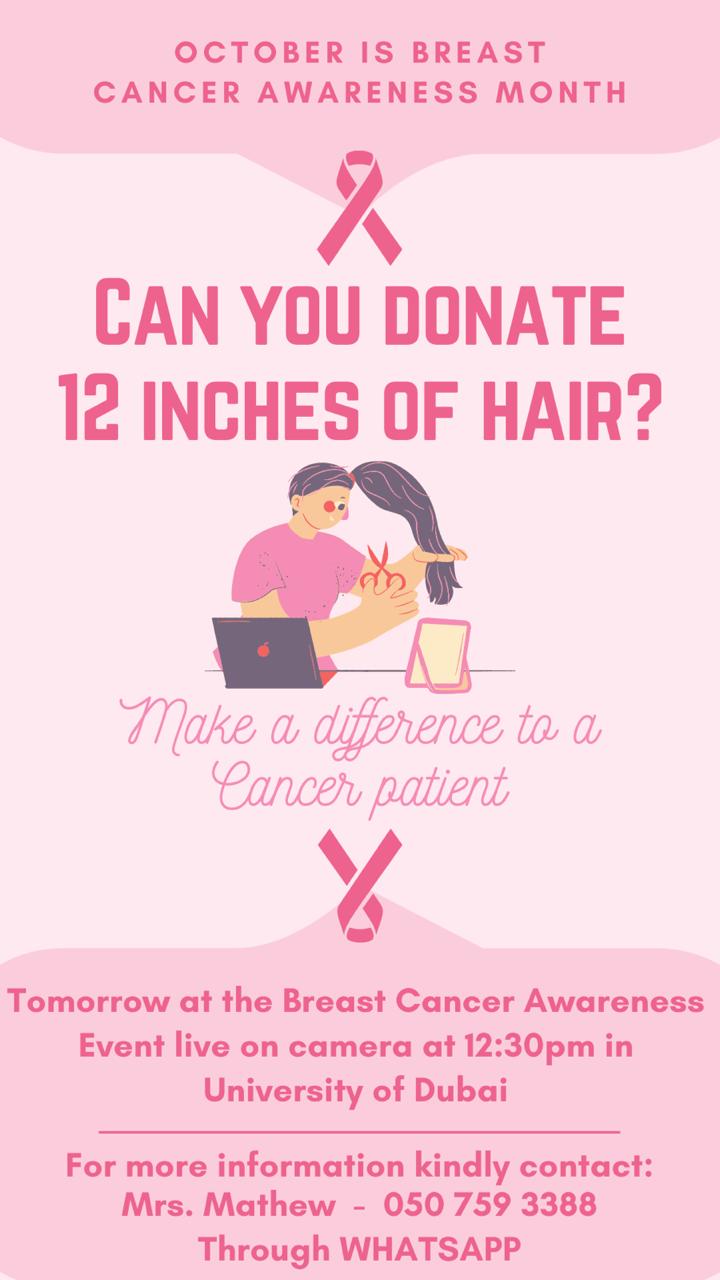 Breast Cancer Awareness Donate your hair University of Dubai